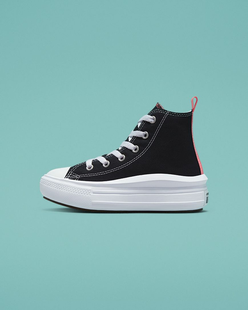 Dívčí Boty Na Platformy Converse Chuck Taylor All Star Move Vysoké Černé Růžové Bílé | CZ MFTQ19